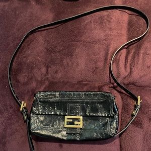 Fendi Black Patent Leather Purse w long Crossbody AND a short Shoulder Strap